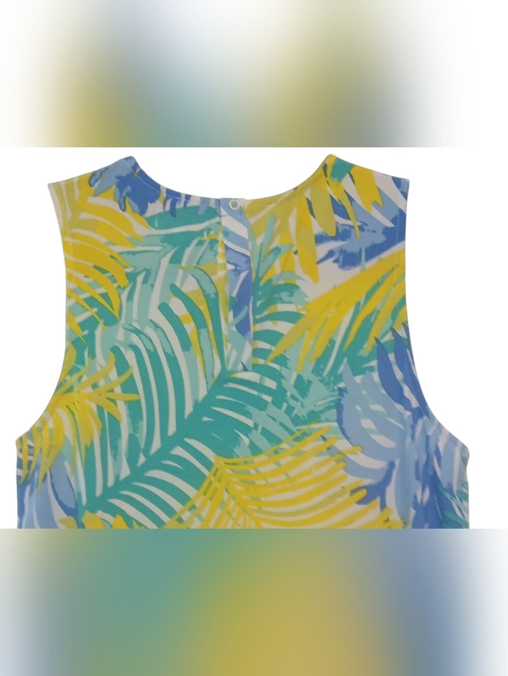 Mud Pie -NWOT Tropical Print Sleeveless Dress Patch Pockets, Neck Snap In Back - Picture 7 of 10